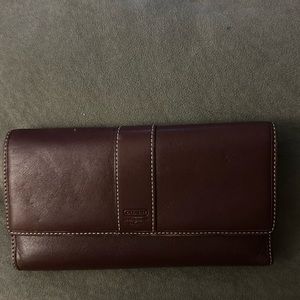 Vintage Coach Checkbook Wallet In Burgundy